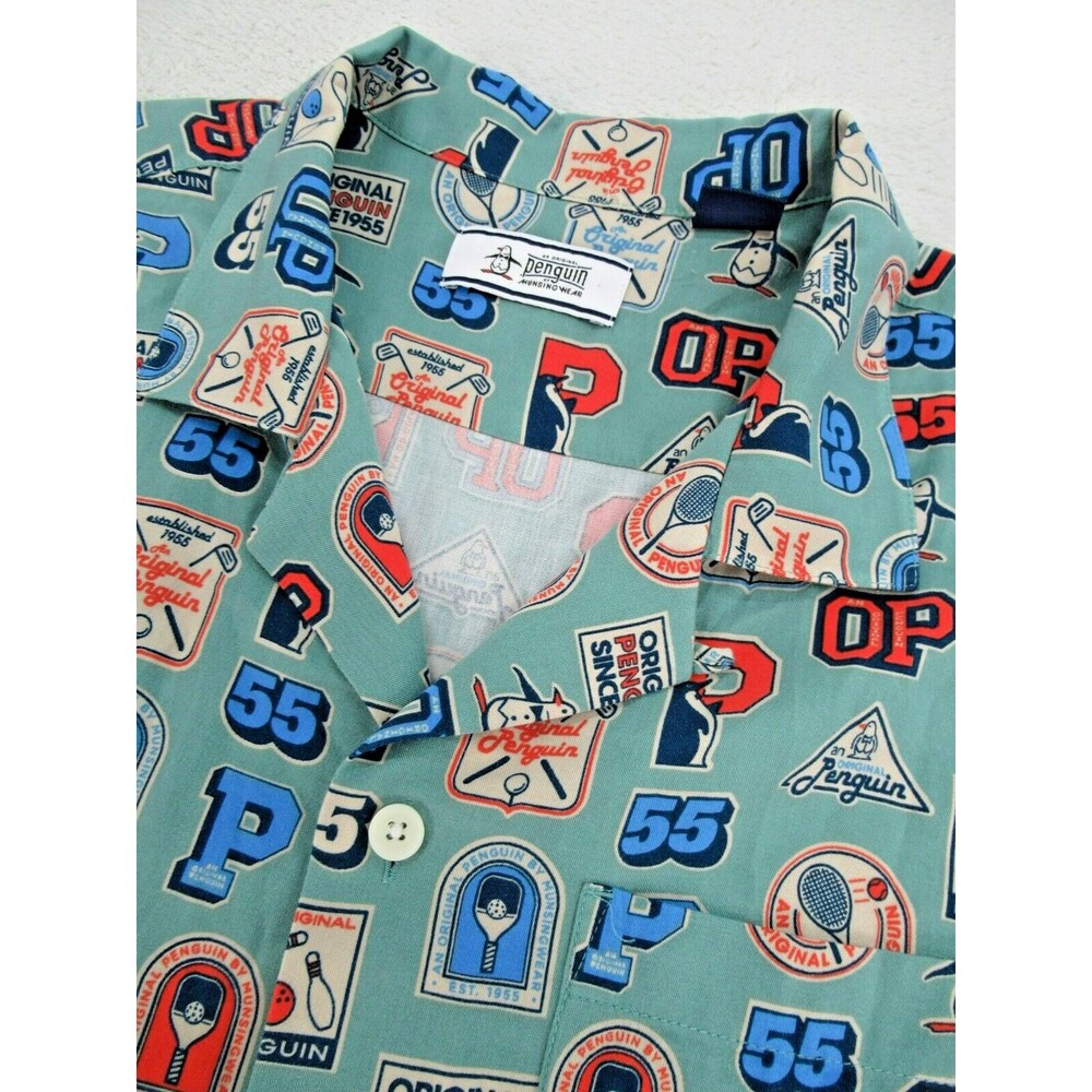 2pcs Penguin Munsingwear Shirt Men's Medium Sports Print Tennis Pickleball Green